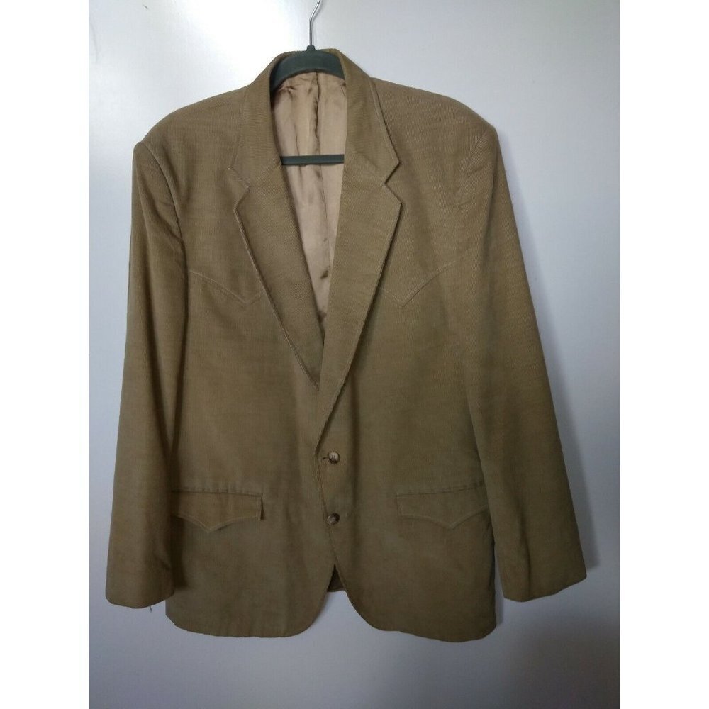 Wrangler Corduroy Blazer Jacket Mens 46r Camel Be… - image 2